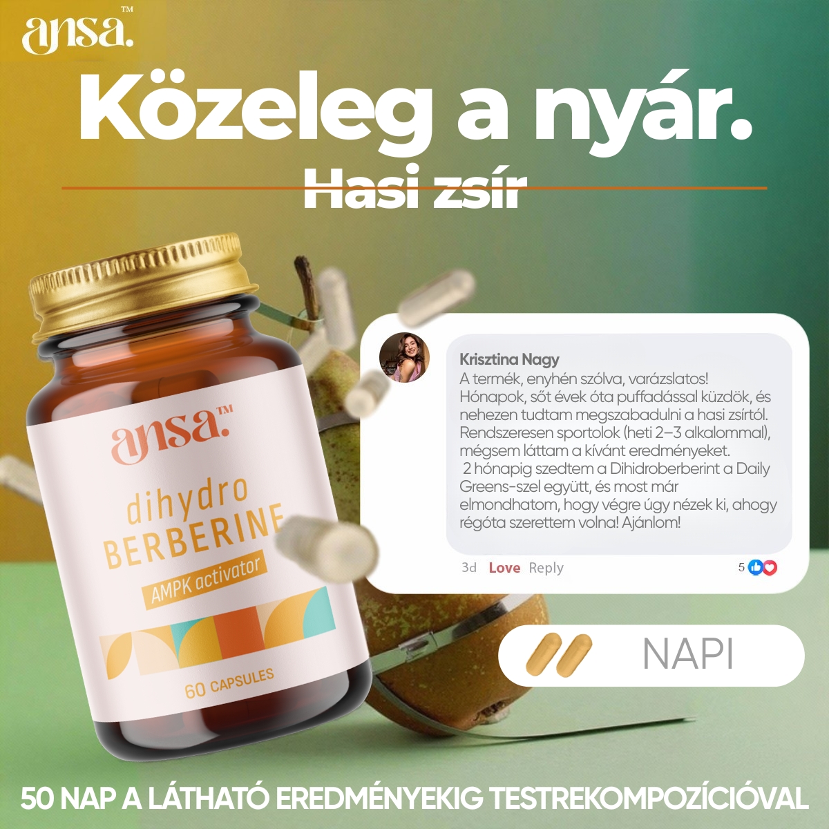ansa™ Dihidroberberin – AMPK-aktivátor a zsírégetés és a vércukor-egyensúly támogatására - Image 4